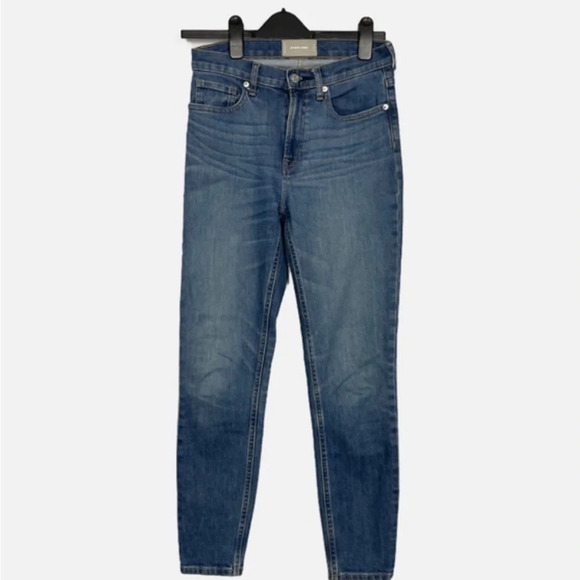 Everlane Jeans Denim Size 27 Regular Medium Blue Faded Whiskered Tapered - Picture 8 of 8